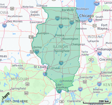 Map showing the ZIP Codes in the State of Illinois