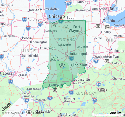 Map showing the ZIP Codes in the State of Indiana