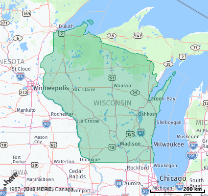 Map showing the ZIP Codes in the State of Wisconsin