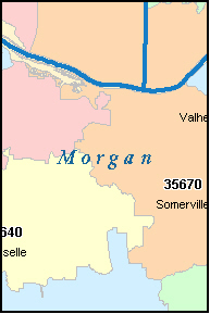 MORGAN County, Alabama Digital ZIP Code Map