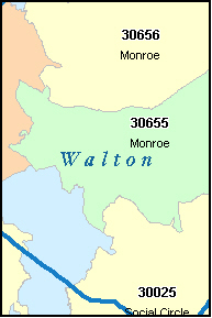 MONROE Georgia, GA ZIP Code Map Downloads