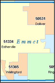 EMMET County, Iowa Digital ZIP Code Map