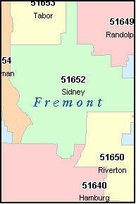 FREMONT County, Iowa Digital ZIP Code Map