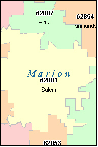 MARION County, Illinois Digital ZIP Code Map