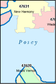 POSEY County, Indiana Digital ZIP Code Map