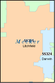 Meeker County Minnesota Digital Zip Code Map