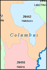 COLUMBUS County, North Carolina Digital ZIP Code Map