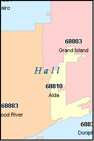 HALL County Nebraska Digital ZIP Code Map