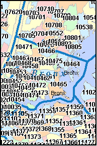 BRONX County, New York Digital ZIP Code Map