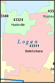 LOGAN County, Ohio Digital ZIP Code Map