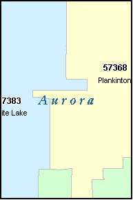 AURORA County, South Dakota Digital ZIP Code Map