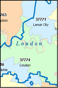 LOUDON County, Tennessee Digital ZIP Code Map