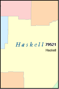 zip county code haskell map tx texas