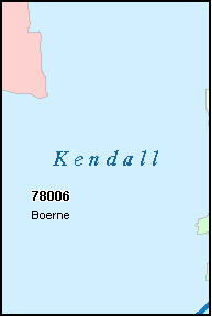 KENDALL County Texas Digital ZIP Code Map