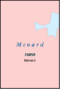 zip county code menard map tx texas