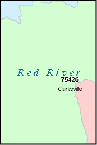 RED RIVER County, Texas Digital ZIP Code Map