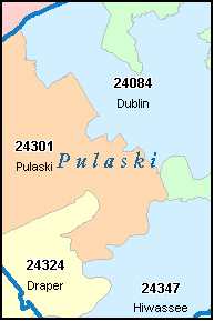 county pulaski map zip va code virginia codes