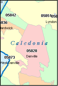 CALEDONIA County, Vermont Digital ZIP Code Map