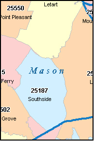 mason county map zip code wv virginia west codes