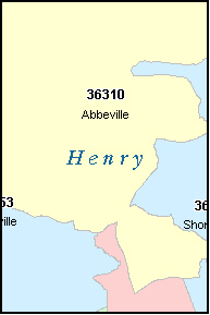 HENRY County, Alabama Digital ZIP Code Map