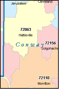 CONWAY County, Arkansas Digital ZIP Code Map