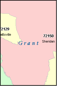 GRANT County, Arkansas Digital ZIP Code Map