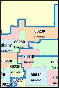 DENVER Colorado, CO ZIP Code Map Downloads