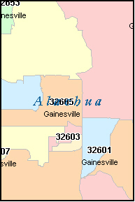 GAINESVILLE Florida, FL ZIP Code Map Downloads