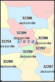 JACKSONVILLE BEACH Florida, FL ZIP Code Map Downloads