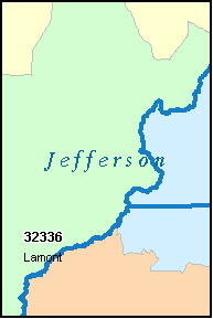 JEFFERSON County, Florida Digital ZIP Code Map