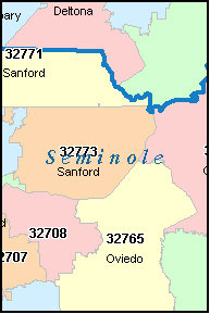  SEMINOLE County  Florida  Digital ZIP Code Map 