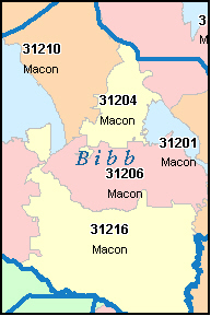 MACON Georgia, GA ZIP Code Map Downloads