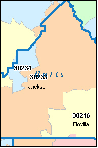 BUTTS County, Georgia Digital ZIP Code Map