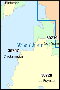 Walker County Georgia Digital Zip Code Map - Bank2home.com