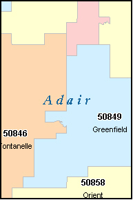 ADAIR County, Iowa Digital ZIP Code Map