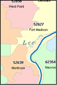 LEE County, Iowa Digital ZIP Code Map