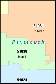 PLYMOUTH County, Iowa Digital ZIP Code Map