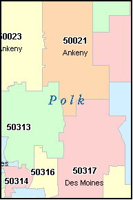 Polk County Zip Code Map   Ia Polk 