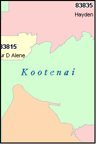 KOOTENAI County, Idaho Digital ZIP Code Map