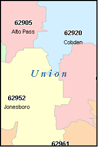 UNION County, Illinois Digital ZIP Code Map