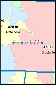 FRANKLIN County, Indiana Digital ZIP Code Map