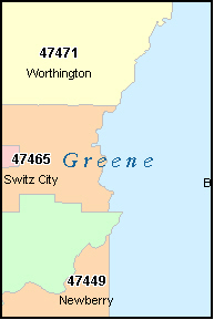 GREENE County, Indiana Digital ZIP Code Map