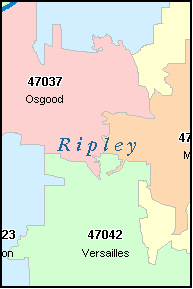 RIPLEY County, Indiana Digital ZIP Code Map