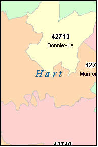 HART County, Kentucky Digital ZIP Code Map