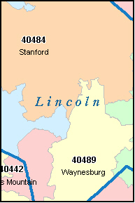 LINCOLN County, Kentucky Digital ZIP Code Map