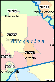 GONZALES Louisiana, LA ZIP Code Map Downloads