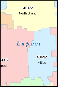 Michigan Zip Code Map By County