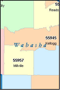 WABASHA County, Minnesota Digital ZIP Code Map