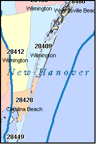 WILMINGTON North Carolina, NC ZIP Code Map Downloads
