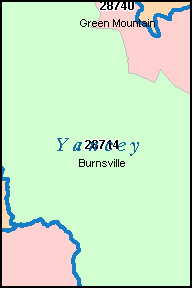 YANCEY County, North Carolina Digital ZIP Code Map